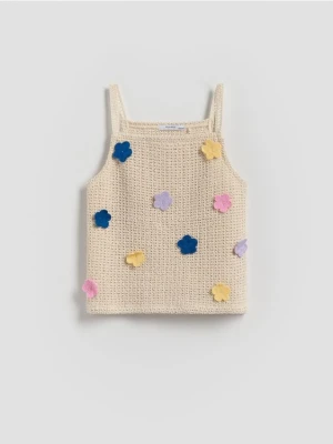 Reserved - Dzianinowy top - złamana biel