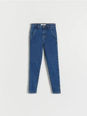 Reserved - Elastyczne jeansy skinny high waist - granatowy