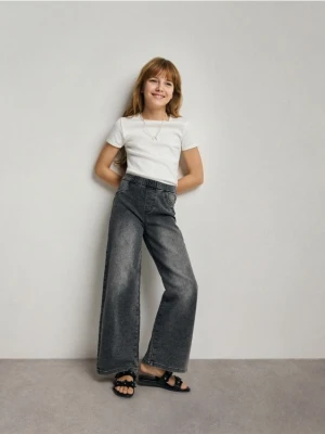 Reserved - Elastyczne jeansy wide leg - szary