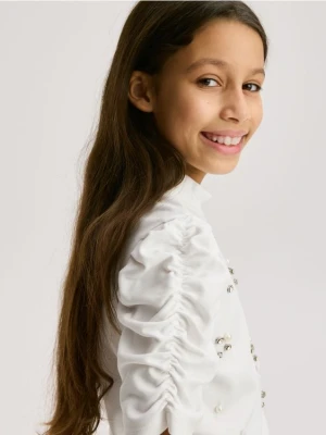 Reserved - Elegancka bluzka z wiskozy - złamana biel