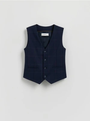 Reserved - Elegancka kamizelka w kratę - granatowy