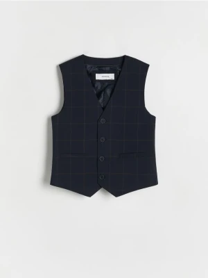 Reserved - Elegancka kamizelka w kratę - granatowy