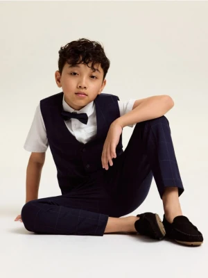 Reserved - Elegancka kamizelka w kratę - granatowy