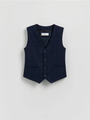 Reserved - Elegancka kamizelka w kratę - granatowy