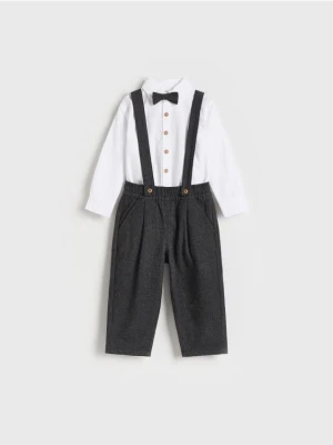 Reserved - Elegancki komplet z muszką - biały