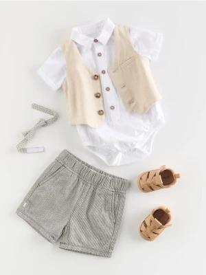 Reserved - Elegancki komplet z muszką - brązowy