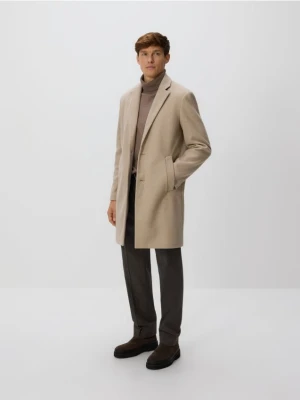 Reserved - Elegancki płaszcz z kołnierzem - beżowy