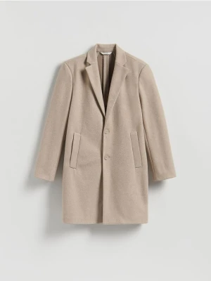 Reserved - Elegancki płaszcz z kołnierzem - beżowy