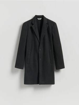 Reserved - Elegancki płaszcz z kołnierzem - czarny
