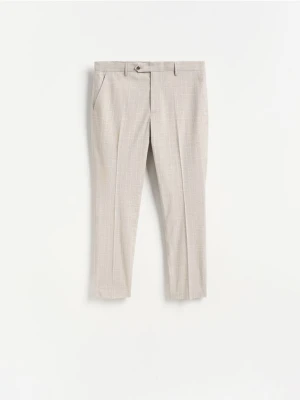 Reserved - Eleganckie spodnie slim fit w kratę - brązowy