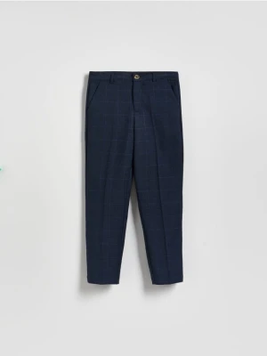 Reserved - Eleganckie spodnie w kratę - granatowy