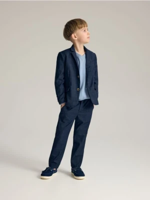 Reserved - Eleganckie spodnie w kratę - granatowy