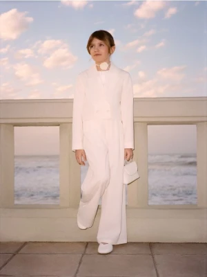 Reserved - Eleganckie spodnie - złamana biel