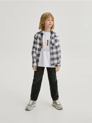 Reserved - Flanelowa koszula regular fit - ciemnoszary