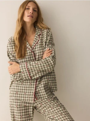 Reserved - Flanelowa piżama dwuczęściowa - zielony