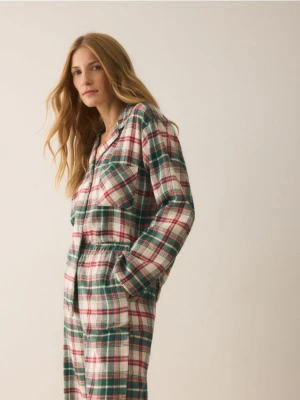 Reserved - Flanelowa piżama w kratkę - zielony