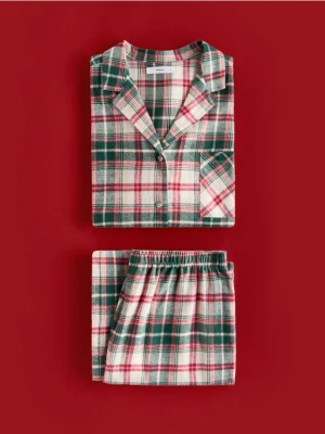 Reserved - Flanelowa piżama w kratkę - zielony