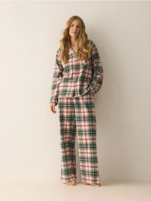 Reserved - Flanelowa piżama w kratkę - zielony