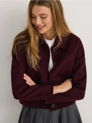 Reserved - Flauszowa kurtka z wełną - burgundowy