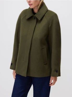 Reserved - Flauszowa kurtka z wełną - oliwkowy