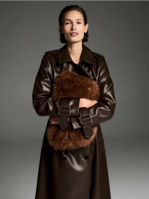 Reserved - Futerkowa torebka na ramię - bordowy