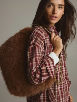 Reserved - Futerkowa torebka na ramię - bordowy