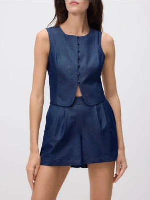 Reserved - Garniturowa kamizelka - granatowy