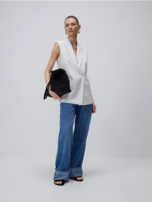 Reserved - Garniturowa kamizelka oversize - biały