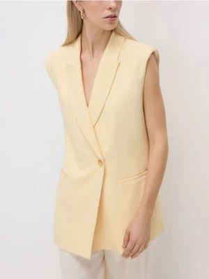 Reserved - Garniturowa kamizelka oversize - jasnożółty