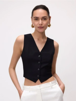 Reserved - Garniturowa kamizelka z wiązaniem - czarny