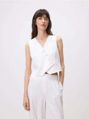 Reserved - Garniturowa kamizelka z wiskozą - biały