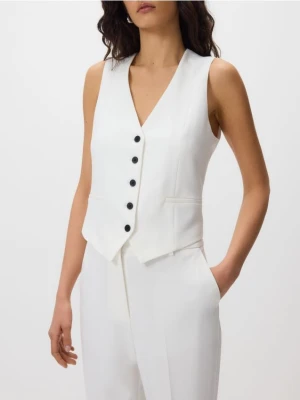 Reserved - Garniturowa kamizelka z wiskozą - biały