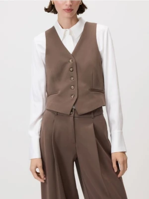 Reserved - Garniturowa kamizelka z wiskozą - brązowy