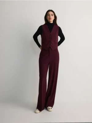 Reserved - Garniturowa kamizelka z wiskozą - burgundowy