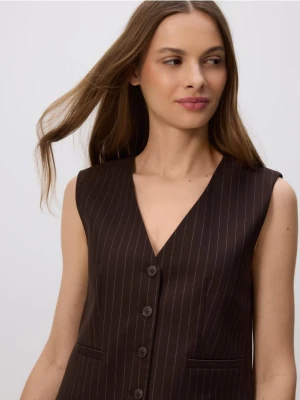 Reserved - Garniturowa kamizelka z wiskozą - ciemnobrązowy