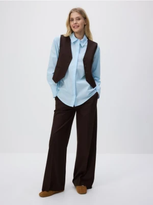 Reserved - Garniturowa kamizelka z wiskozą - ciemnobrązowy