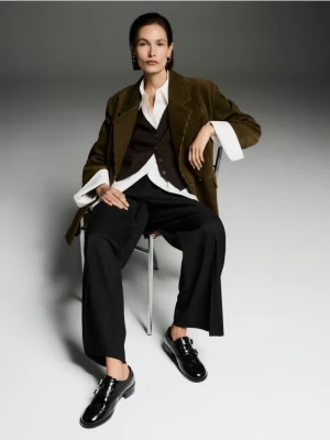 Reserved - Garniturowa kamizelka z wiskozą - ciemnobrązowy