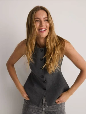 Reserved - Garniturowa kamizelka z wiskozą - ciemnoszary