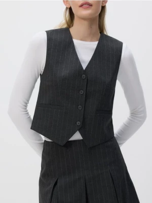 Reserved - Garniturowa kamizelka z wiskozą - ciemnoszary