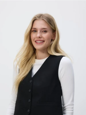 Reserved - Garniturowa kamizelka z wiskozą - czarny