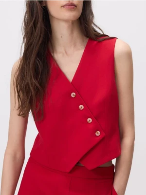 Reserved - Garniturowa kamizelka z wiskozą - czerwony