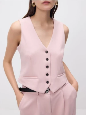 Reserved - Garniturowa kamizelka z wiskozą - pastelowy róż