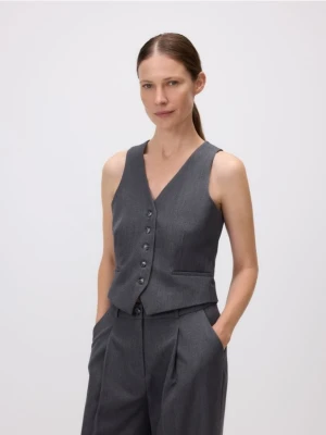 Reserved - Garniturowa kamizelka z wiskozą - szary