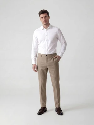 Reserved - Garniturowe spodnie carrot - beżowy