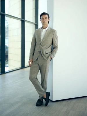 Reserved - Garniturowe spodnie carrot - brązowy