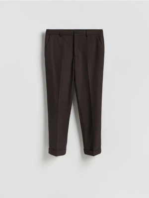Reserved - Garniturowe spodnie carrot - ciemnobrązowy
