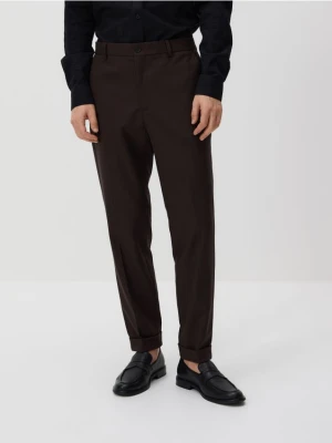 Reserved - Garniturowe spodnie carrot - ciemnobrązowy