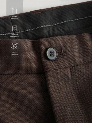 Reserved - Garniturowe spodnie carrot - ciemnobrązowy