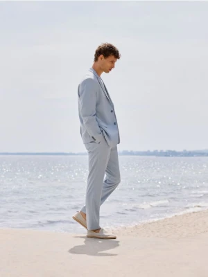 Reserved - Garniturowe spodnie slim fit - jasnoniebieski
