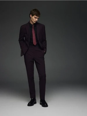 Reserved - Garniturowe spodnie slim fit - mahoniowy